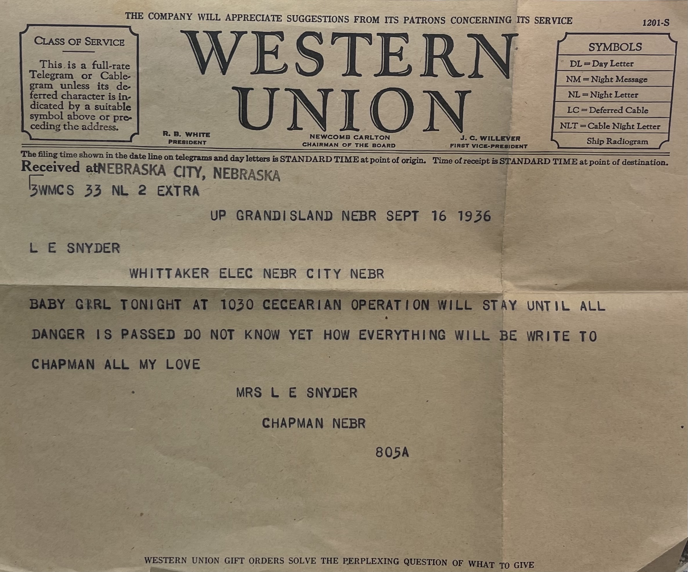 Sept. 16 telegram